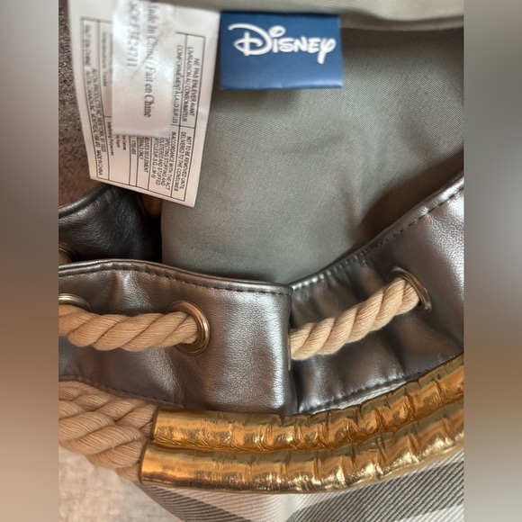 DISNEY MICKEY MOUSE CANVAS SILVER & CREAM RHINESTONE ROPED STRAP TOTE BUCKET BAG - Picture 4 of 13